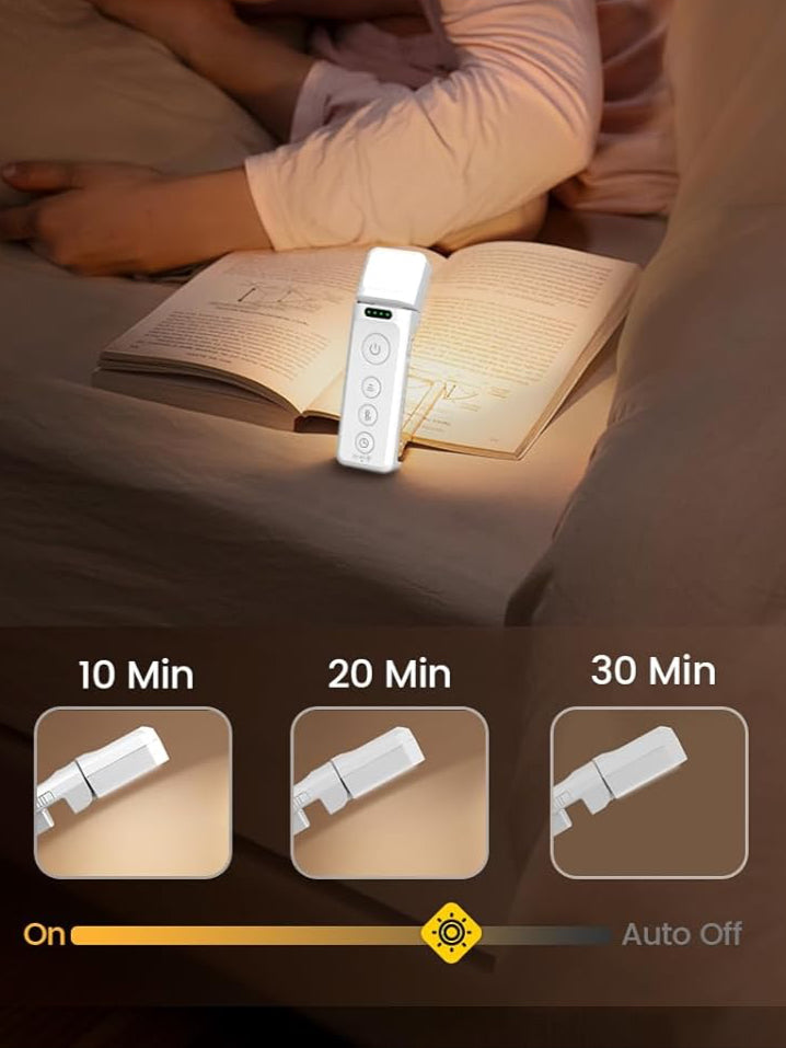 Book Light, Reading Light with Sleep Aid & Timer, 5 Brightness & 3-Color Expertise Book Light for Reading in Bed, USB Rechargeable Lamp for Book Lovers Gifts