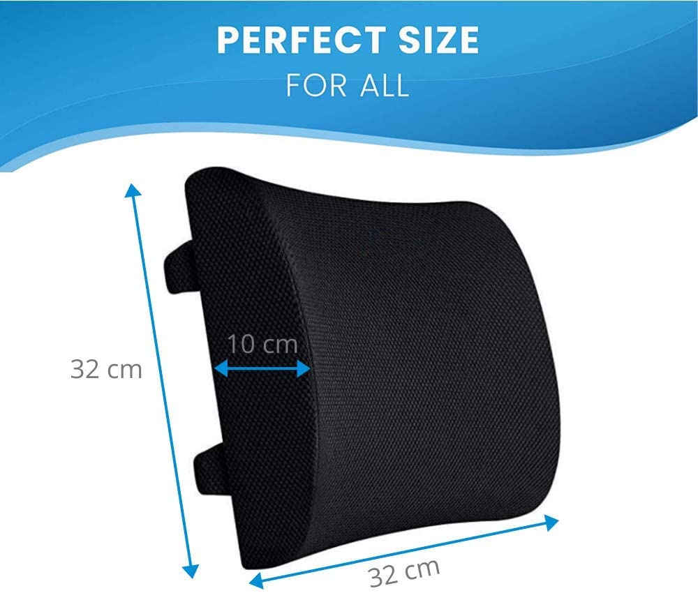 Lumbar Support Pillow - Memory Foam Back Cushion for Back Pain Relief - Ideal Back Support Pillow for Office Chair, Car Seat, Gaming Chair etc.