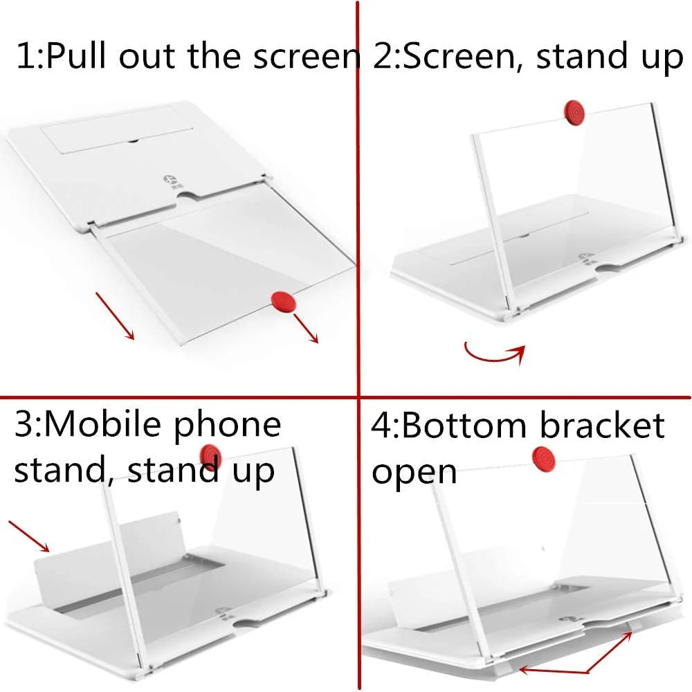 12" Screen Magnifier Amplifier, mobile Holder 3D HD Support X / 8/7 / 7 Plus / 6 / 6s / 6 Plus / 6s Plus and All Other Smartphones