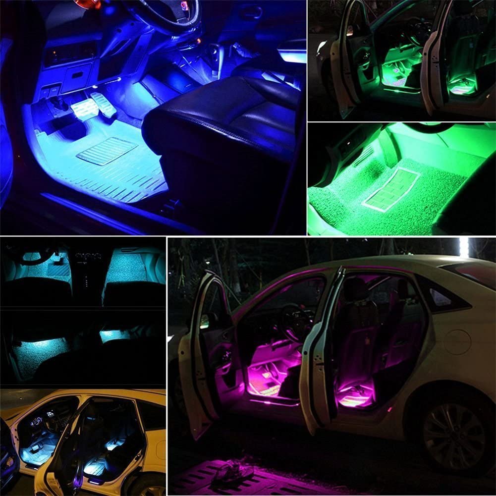 Car LED Strip Light, 4 Pcs Multicolor USB Lights for Car, TV, Home with Sound Active Function, Wireless Remote Control