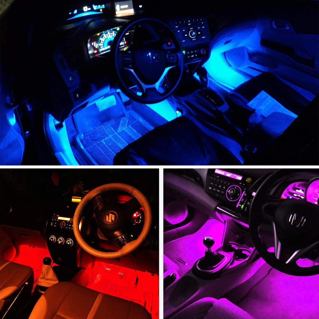 Car LED Strip Light, 4 Pcs Multicolor USB Lights for Car, TV, Home with Sound Active Function, Wireless Remote Control