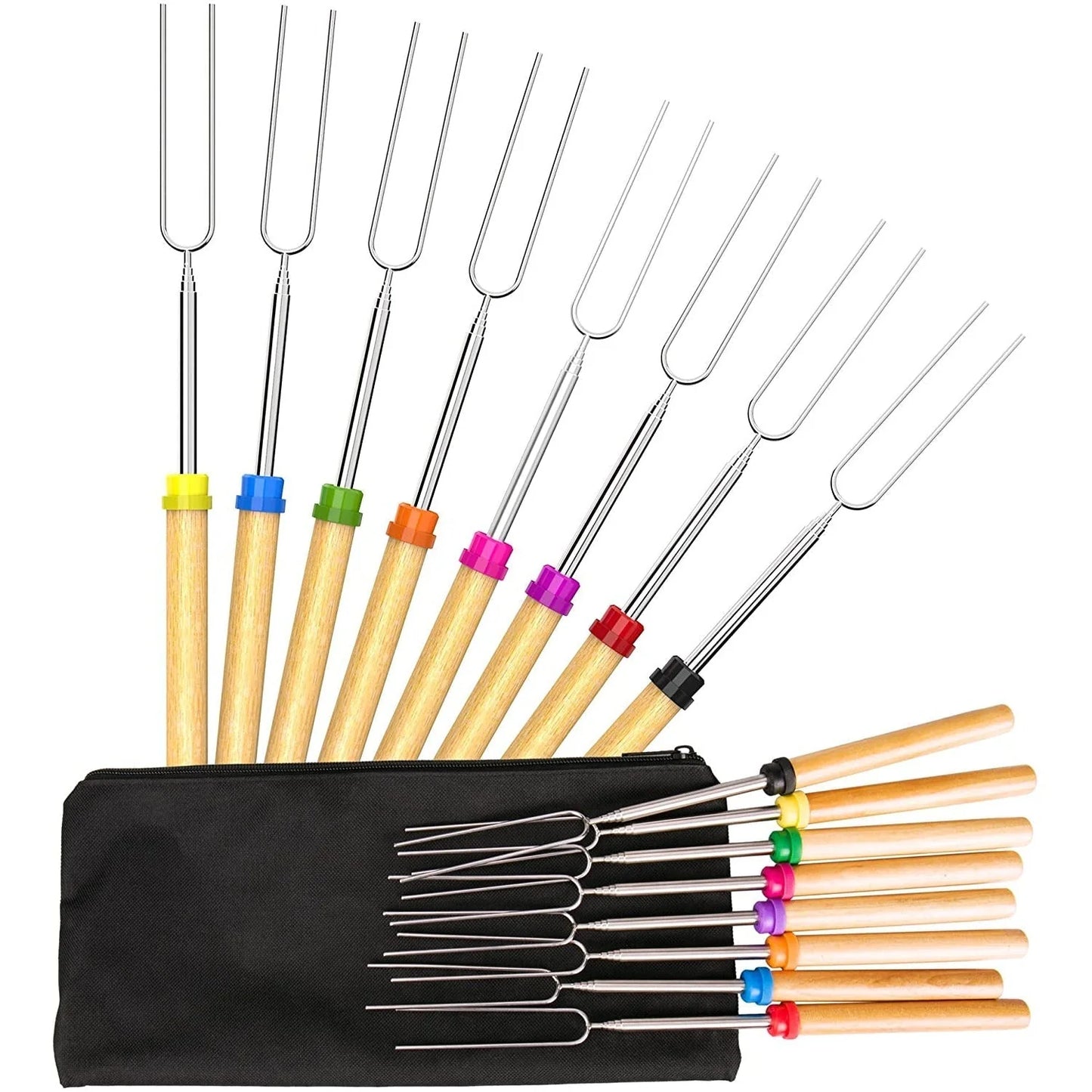 Marshmallow Roasting 8 Roasting Sticks, 32 Inch Telescoping Extendable for BBQ and Outdoor(Pack of 8 Sticks)