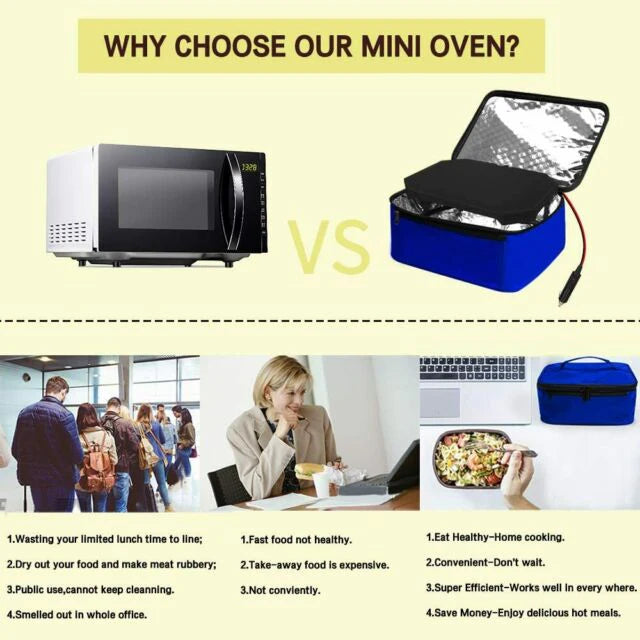 12V Personal Mini Oven Electric Heating Lunch Box Carry Tote Food Warmer for Car